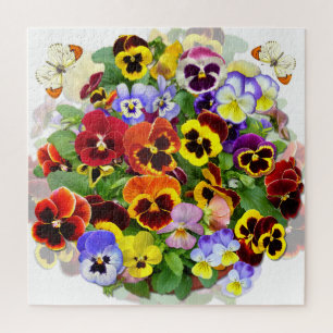 Colorful Pansies en Butterflies Puzzle Legpuzzel