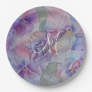 COLORFUL PANSIES GALORE MONOGRAM PARTIJ PAPIEREN BORDJE