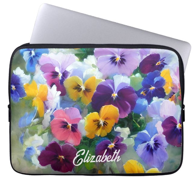 Colorful Pansies Laptop Sleeve (Voorkant)