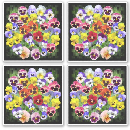 Colorful Pansies Sticker (Voorkant)