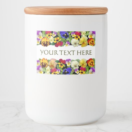 Colorful Pansies Voedselcontainer Etiket (Voorkant)