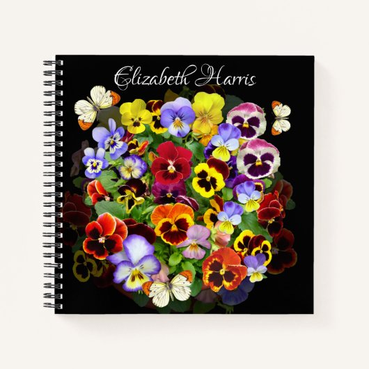 Colorful Pansy Arrangement met Butterflies niet Notitieboek (Voorkant)