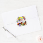 Colorful Pansy Arrangement met Butterflies Squa Vierkante Sticker (Envelop)