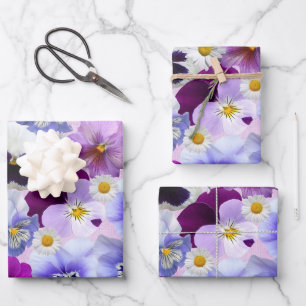 Colorful Pansy en Daisy Flowers Inpakpapier Vel