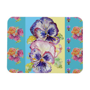 Colorful Pansy Floral Waterverf aqua Magnet Magneet