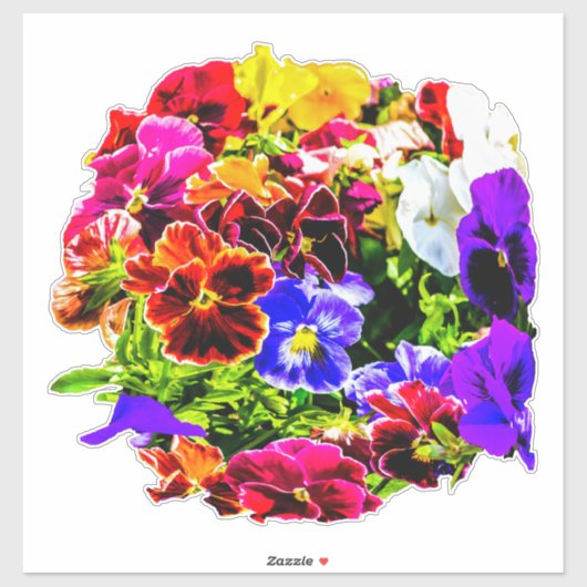 Colorful Pansy Flowers Sticker (Vel)