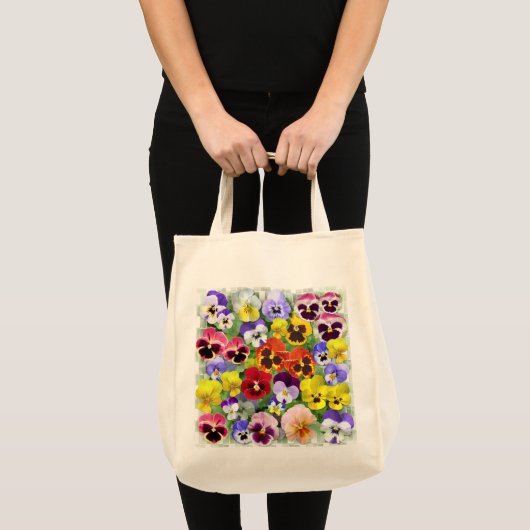 Colorful Pansy Patchwork Tote Bag (Voorkant (product))