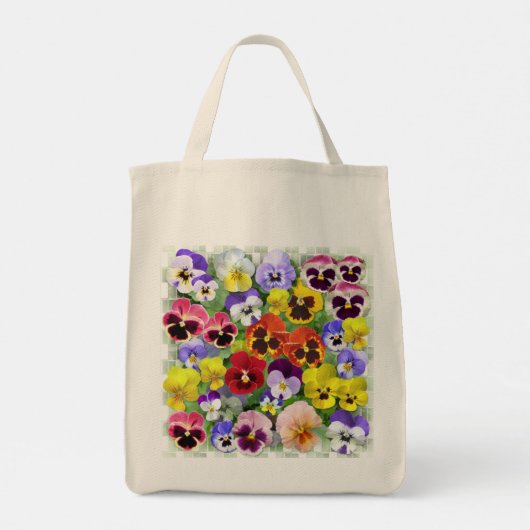 Colorful Pansy Patchwork Tote Bag (Achterkant)