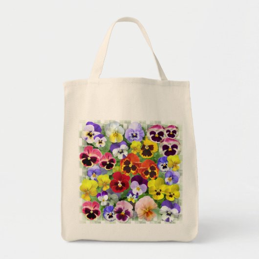 Colorful Pansy Patchwork Tote Bag (Voorkant)