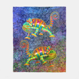 Colorful Panther Chameleon Blanket Fleece Deken