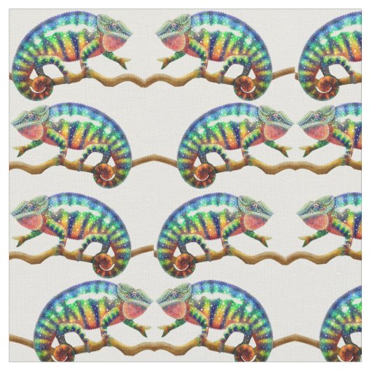 Colorful Panther Chameleon Fabric Stof (Close Up)