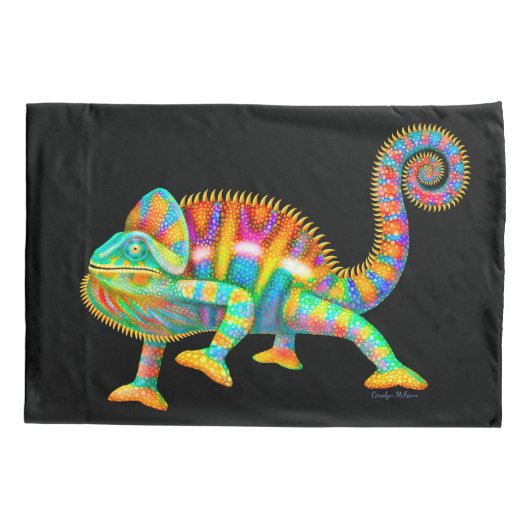 Colorful Panther Chameleon Pillowcase Kussensloop (Achterkant)