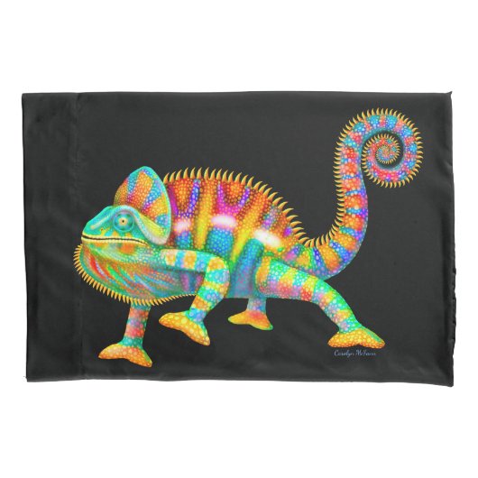 Colorful Panther Chameleon Pillowcase Kussensloop (Voorkant)