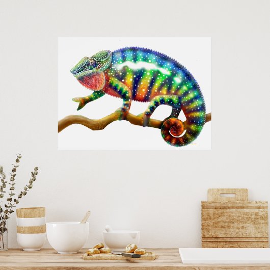 Colorful Panther Chameleon Print (Keuken)