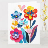 Colorful Paper Cut Flowers Joyful Botanical Kaart (Gele Bloem)