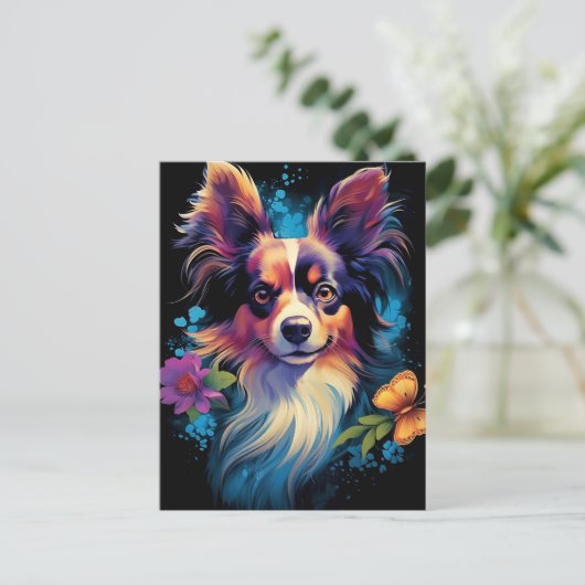 Colorful Papillon-hond Briefkaart (Staand voorkant)
