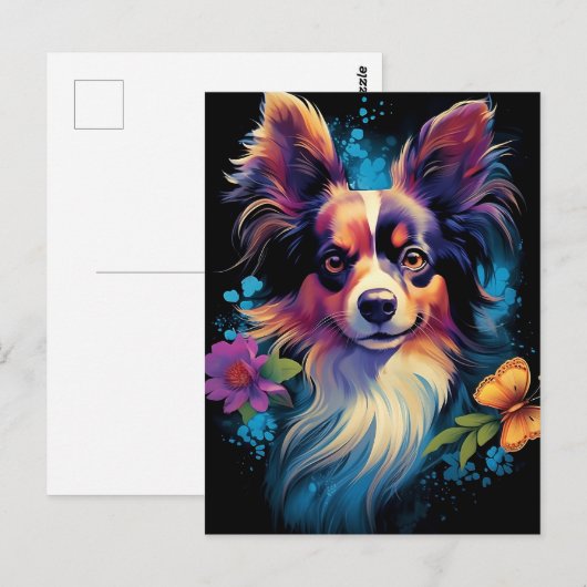Colorful Papillon-hond Briefkaart (Voorkant / Achterkant)