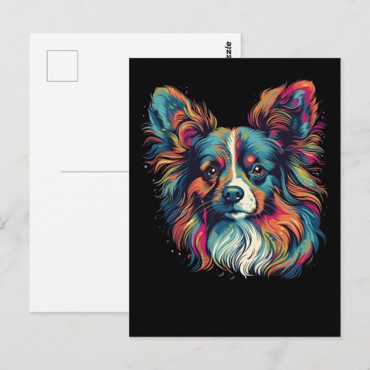 Colorful Papillon-hond Briefkaart (Voorkant / Achterkant)