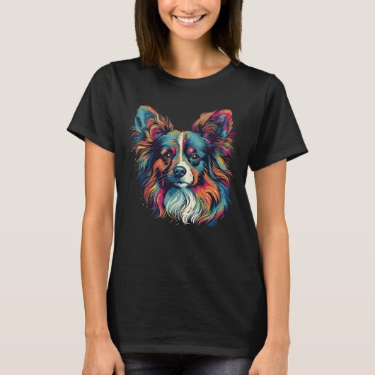 Colorful Papillon-hond T-shirt (Voorkant)