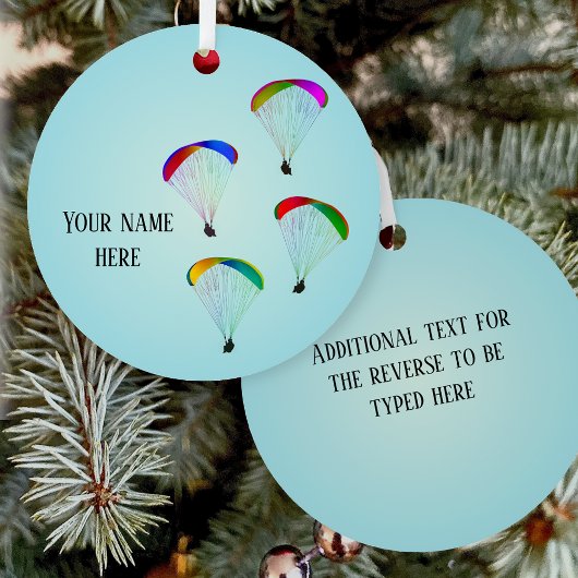Colorful Paragliders tegen de hemel - personalisee Metalen Ornament