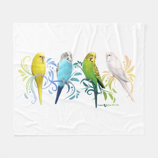 Colorful Parakeets Fleece Deken (Voorkant (Horizontaal))