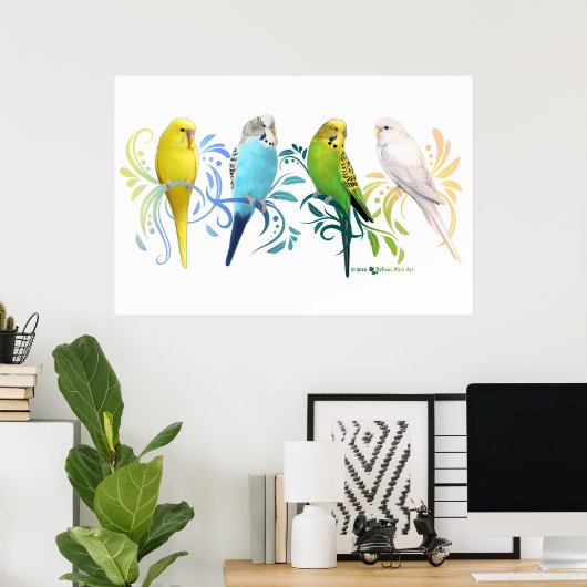 Colorful Parakeets Poster (Thuiskantoor)