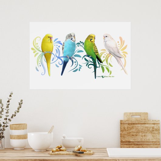 Colorful Parakeets Poster (Keuken)