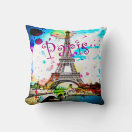 Colorful Paris Design Pillow Kussen