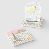 Colorful Paris Macaron Eiffel Tower Names Wedding Stenen Onderzetter (Zijkant)