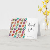 Colorful Parisian Macarons Pattern Birthday Bedank Kaart (Gele Bloem)