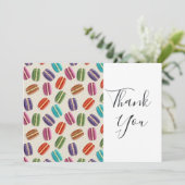 Colorful Parisian Macarons Pattern Birthday Bedankkaart (Staand voorkant)