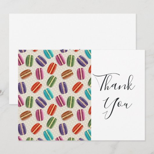 Colorful Parisian Macarons Pattern Birthday Bedankkaart (Voorkant / Achterkant)