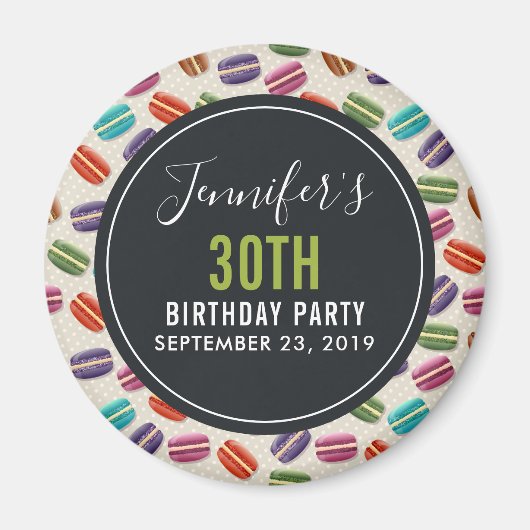 Colorful Parisian Macarons Pattern Birthday Magneet (Voorkant)
