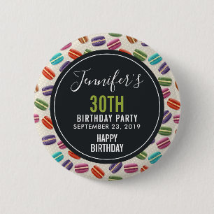 Colorful Parisian Macarons Pattern Birthday Ronde Button 5,7 Cm