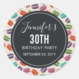 Colorful Parisian Macarons Pattern Birthday Ronde Sticker