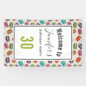 Colorful Parisian Macarons Pattern Birthday Spandoek (Horizontaal)