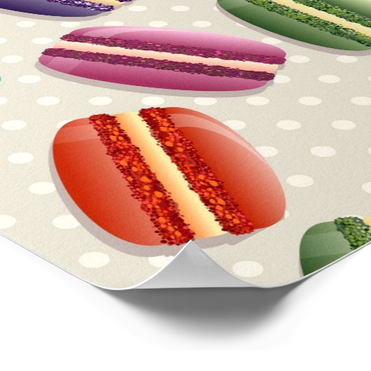 Colorful Parisian Macarons Pattern Poster (Hoek)