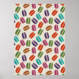 Colorful Parisian Macarons Pattern Poster