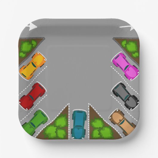 Colorful Parking Lot Overhead View Car Enthusiast Papieren Bordje (Voorkant)