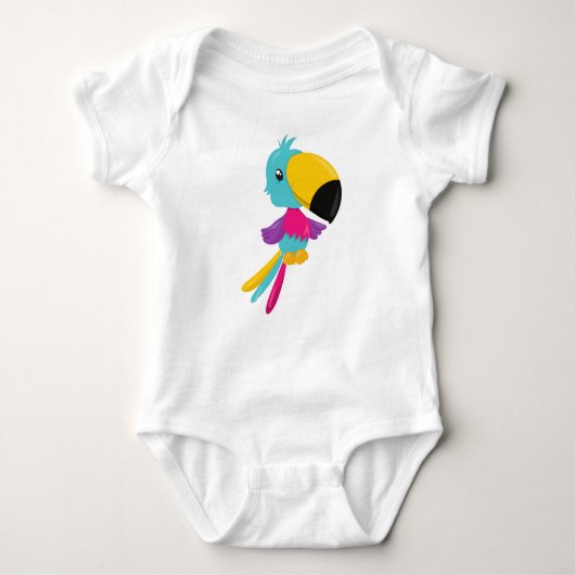 Colorful Parrot, Cute Parrot, Tropische papegaai Romper (Voorkant)