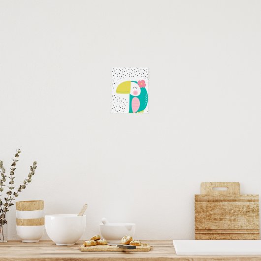 Colorful Parrot met polkadots. Poster (Keuken)