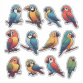 Colorful Parrot Sticker Set – Cute Tropical Bird (Voorkant)