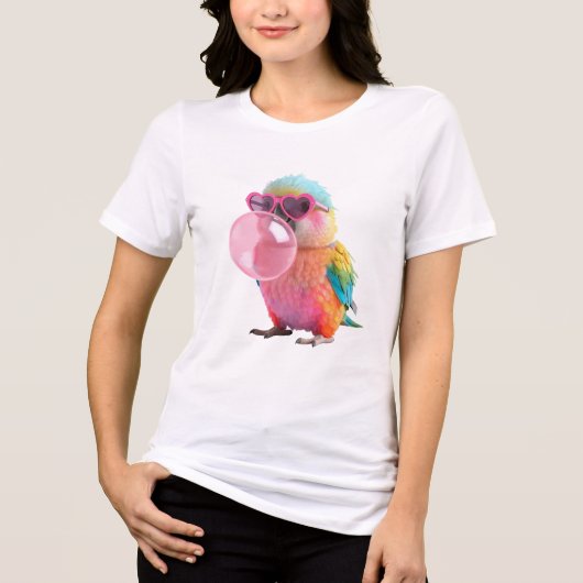 Colorful Parrot T-Shirt | Cute Bubblegum Bird  (Voorkant)