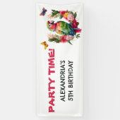Colorful Parrot Tropical Child's Birthday Party Spandoek (Verticaal)
