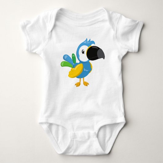 Colorful Parrot, Tropische Parrot, Cute Parrot Romper (Voorkant)