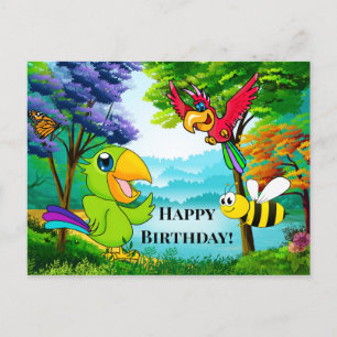 Colorful Parrots Child Birthday Briefkaart