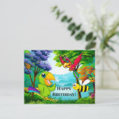 Colorful Parrots Child Birthday Briefkaart (Staand voorkant)