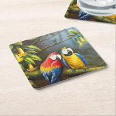 Colorful Parrots Fine Art Kartonnen Onderzetters (Schuin)