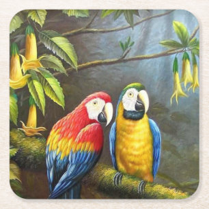 Colorful Parrots Fine Art Kartonnen Onderzetters