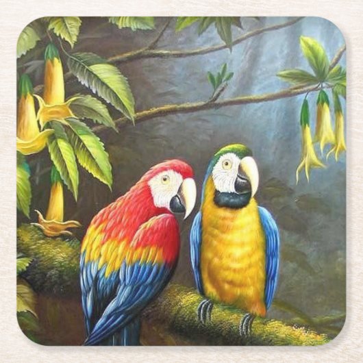 Colorful Parrots Fine Art Kartonnen Onderzetters (Voorkant)